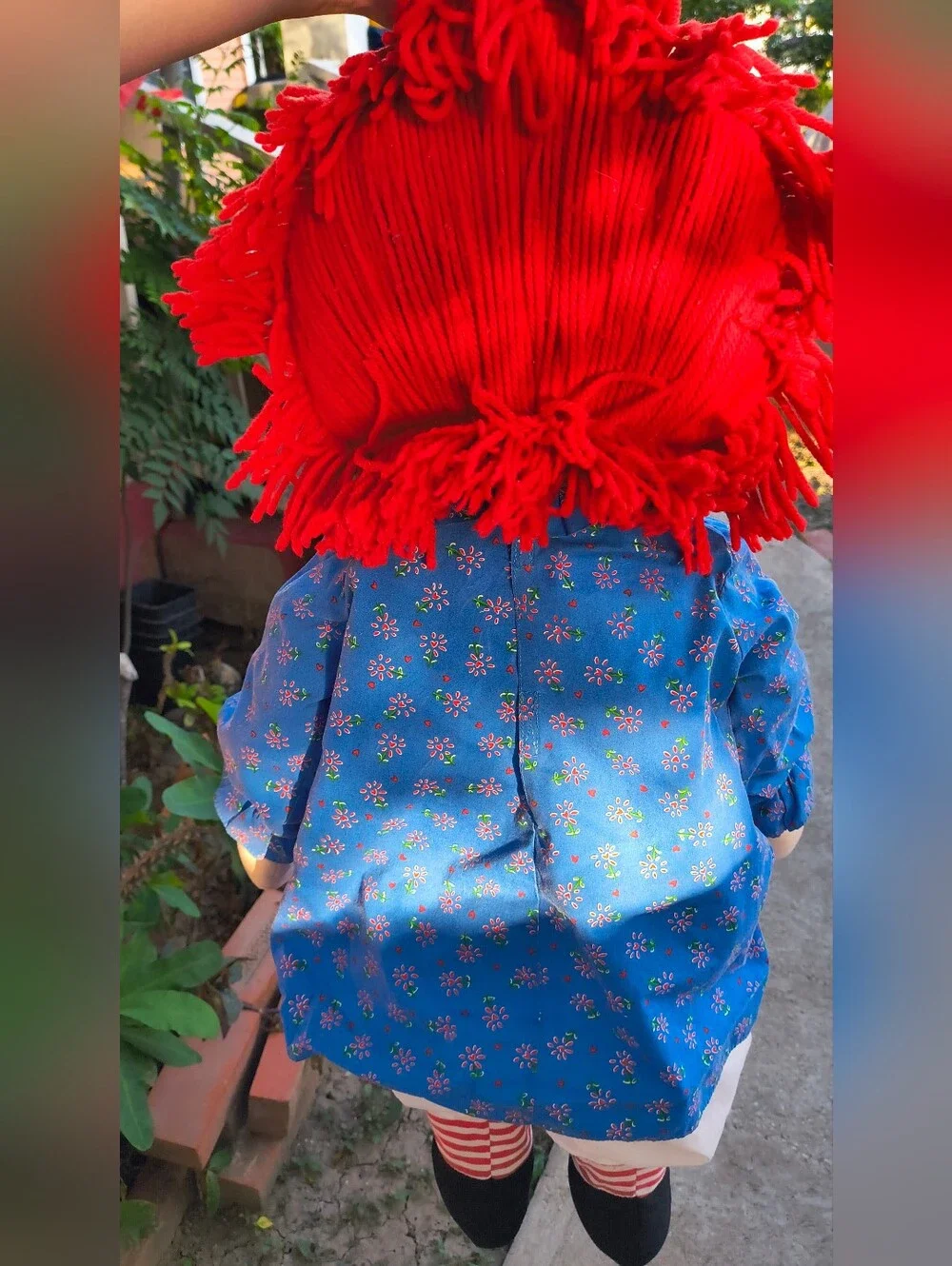 Hasbro Red Yarn-Haired Rag Doll in Blue Floral Dress 2002
